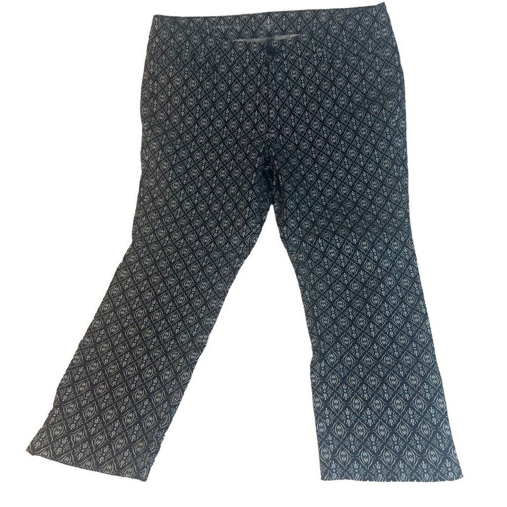 St. John’s Bay Women's Dark Blue Damask Floral Print Straight Leg Pants Size 16